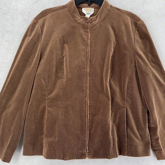 Talbots Button Down Corduroy Jacket Stretch Brown Front Pockets Womens‎ Lg - Picture 5 of 9